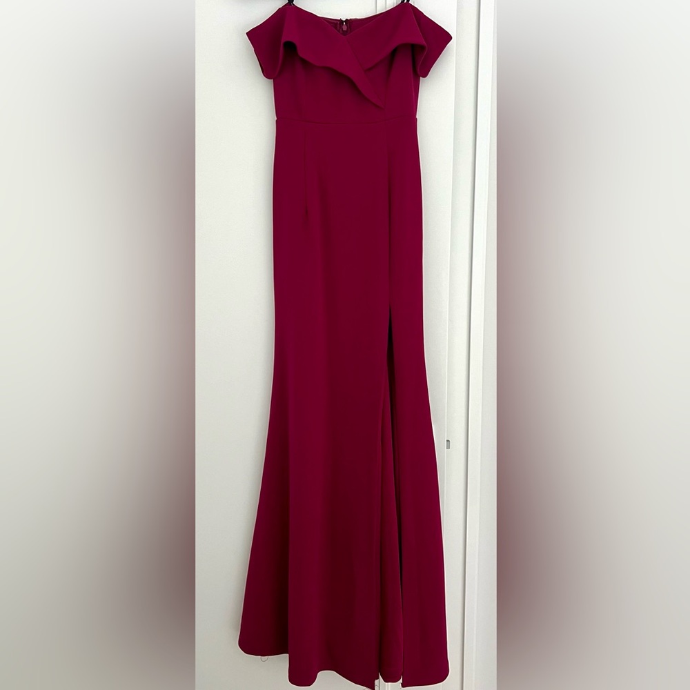 LuLu’s Song Of Love Off The Shoulder Knit Gown In Burgundy XS